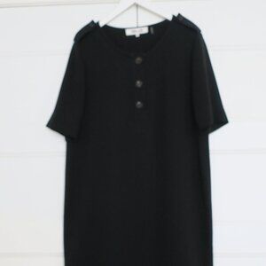 Diane von Furstenberg black classic dress with buttons and cute shoulder detail